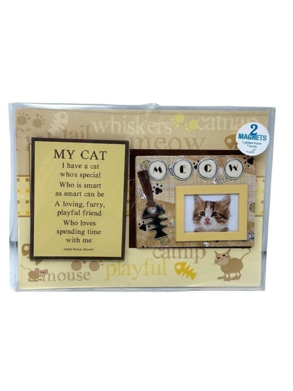 Cat Magnet Gift Set Meow Photo Frame Poem by Judith Bulock Morse New Sealed Gift